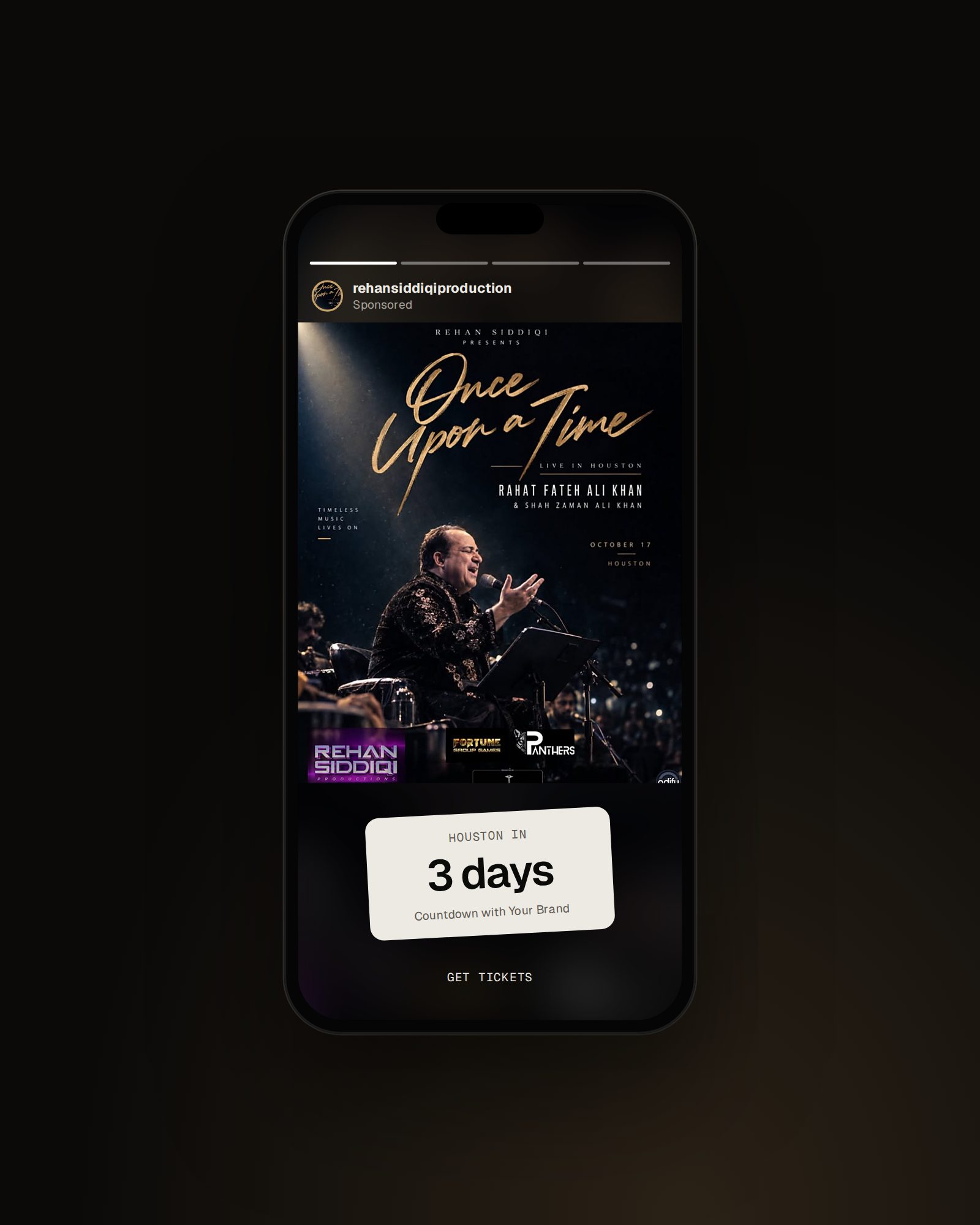 Instagram story mockup with a three day countdown sticker