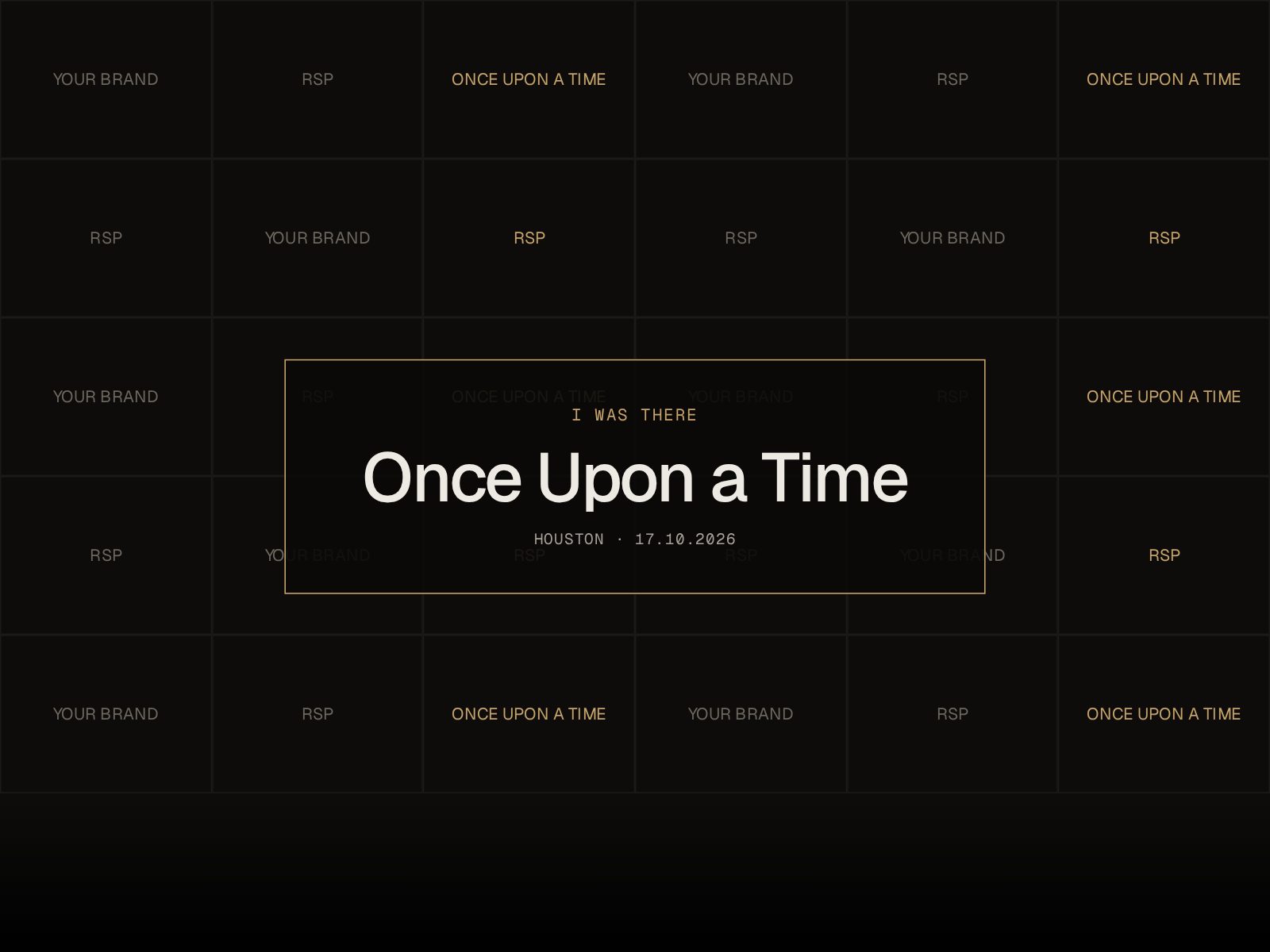 Photo wall mockup with repeating sponsor and event names